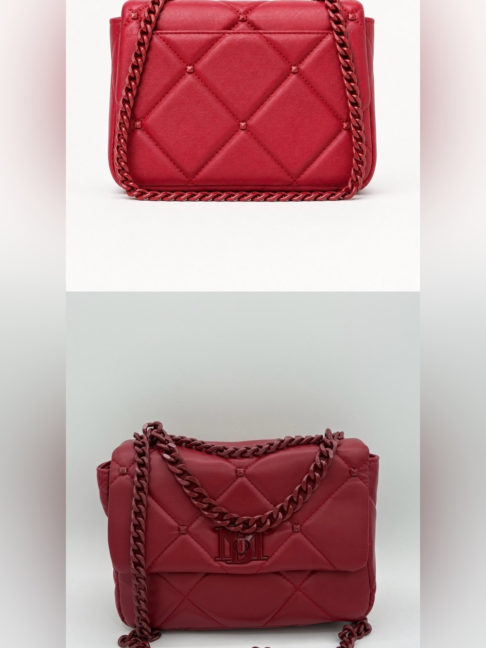 Badgley Mischka Quilted Red Chain Shoulder Bag